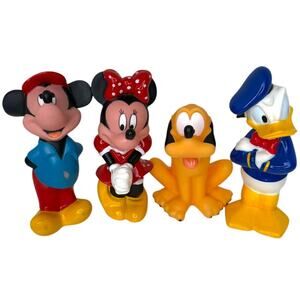 Vintage Mickey and Friends Bath Toys Plastic Rubber Set of 4